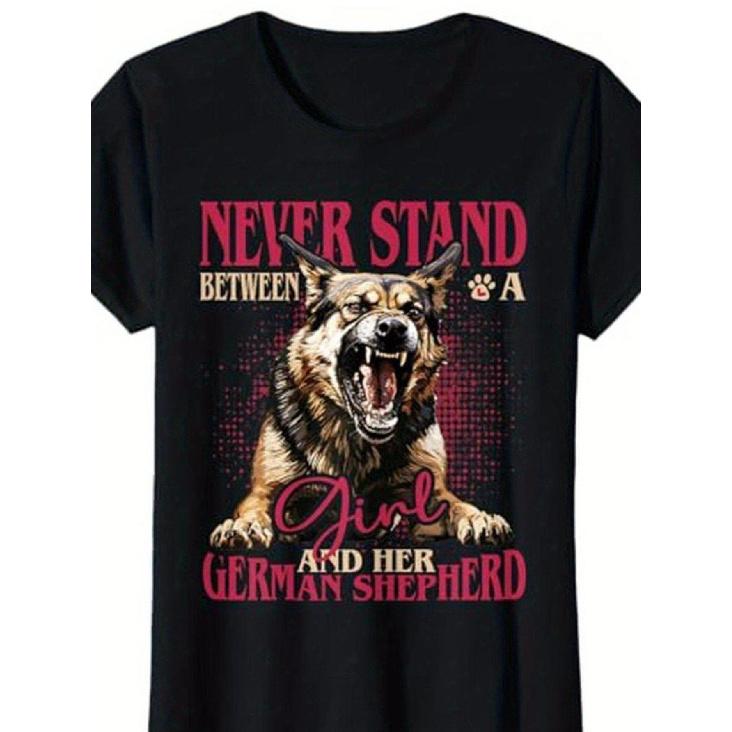 Women S T-shirt German Shepherd - Never Stand Between A And Her Dog T-Shirt S чёрный