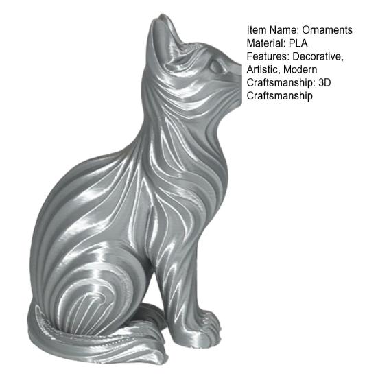 3D Printed Cat Figurines, Modern Artistic Cat Ornaments for Cat Lovers, Artistic Cat Sculpture with Stable Base for Home Entryway