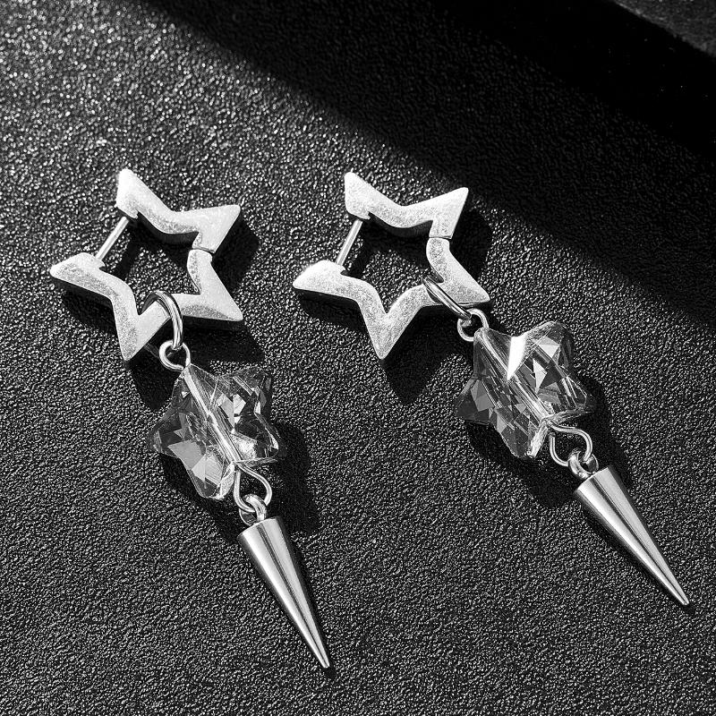 Punk Unique Attractive Star Cone Pendant Earrings Women's Universal  Trend Party Jewelry Accessories Gifts Daily Wear