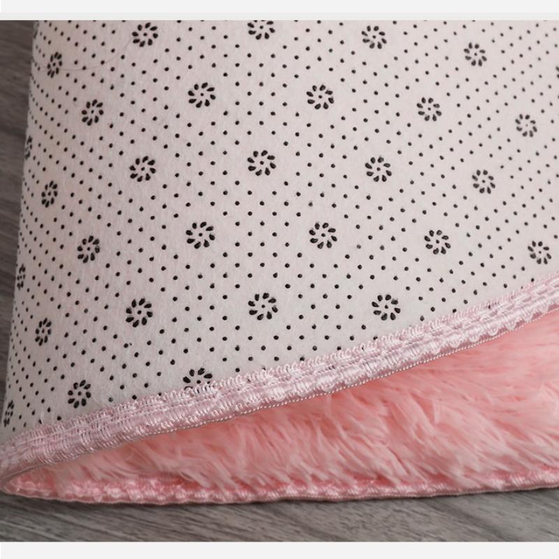 Home Decoration Children's Bedside Rug Fluffy Oval Plush Carpet Super Soft Living Room Sofa Area Bedroom Anti Slip Plush Floor Mat Machine Washable