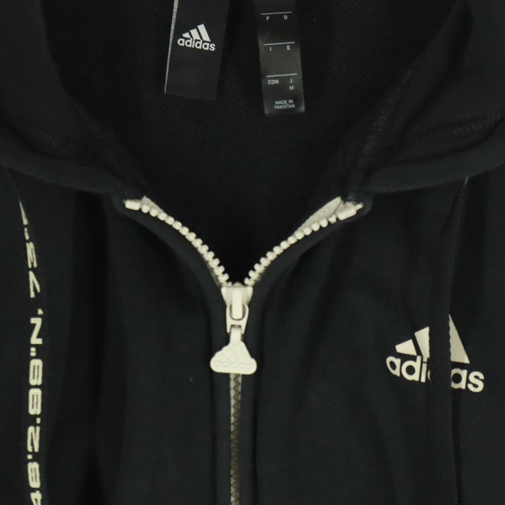 adidas One point logo Long sleeve Zip hoodie M black Women Used
