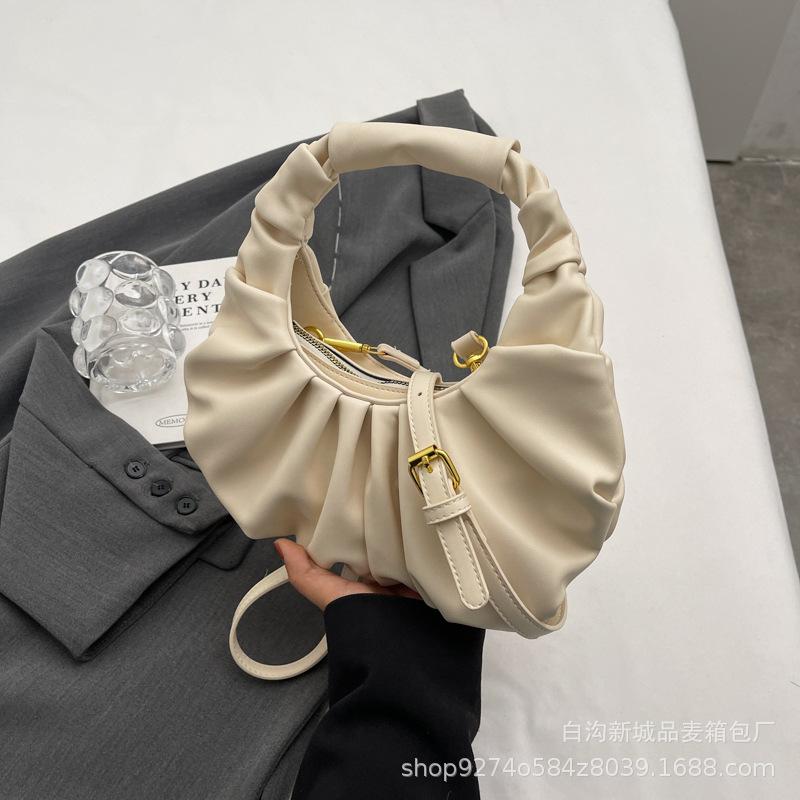 Niche design hand-held pleated small bag women's 2025 new popular retro shoulder messenger bag