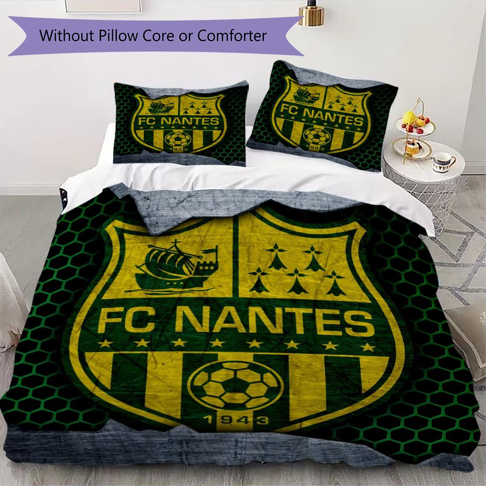 FC Nantes Pattern Bedding uilt Set uilt Cover Pillowcase Home Decoration Birthday Gift (1 * duvet cover + 2 * pillowcase without core)
