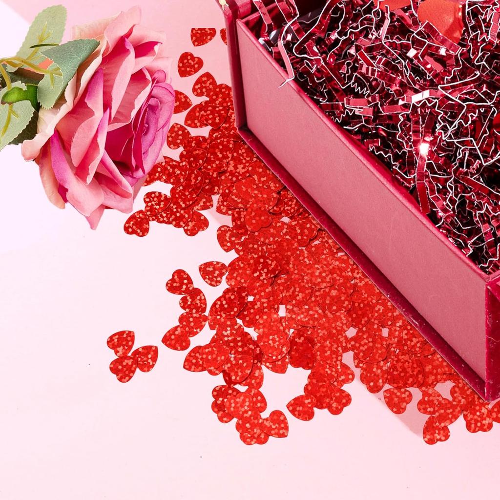 1500pcs/50g Valentines Day Hearts Confetti Decorations,Iridescent Red Heart Table Confetti Glitter Heart Sequ for Valentine's Day Wedding Birthday