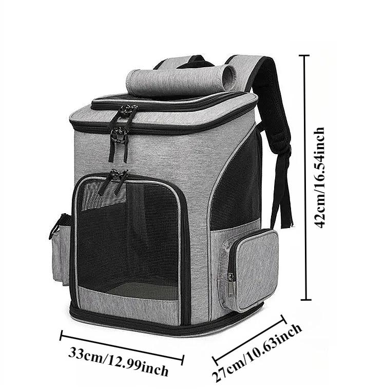 

Safety Cushioned Pet Carrier Backpack for Small Large Cats Dogs Expandable Breathable Foldable Travel Bag Pets Bag Pet Backpack 33x27x42CM сірий