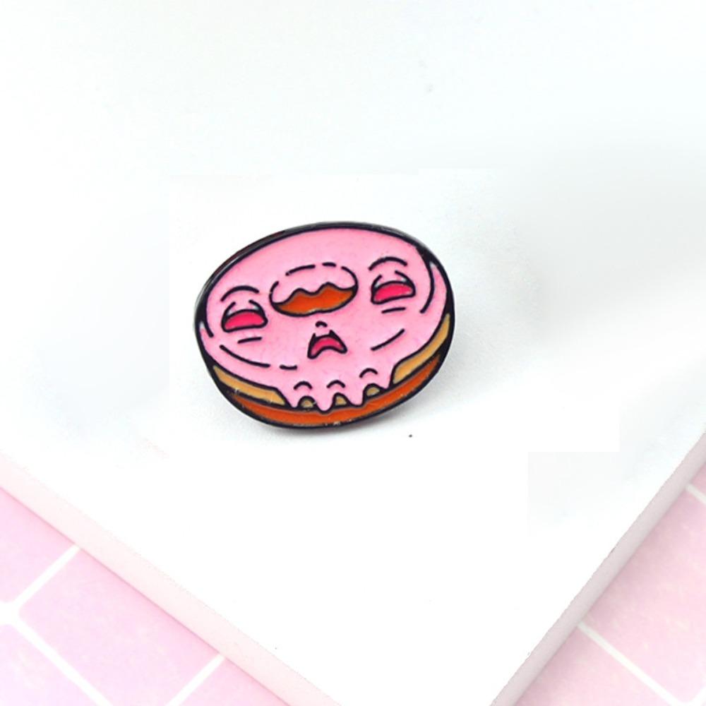 Zinc Zinc Alloy Cartoon Food Brooch Cute Cartoon Metal Brooch Fashion Doughnut Brooch  Ornament Badge