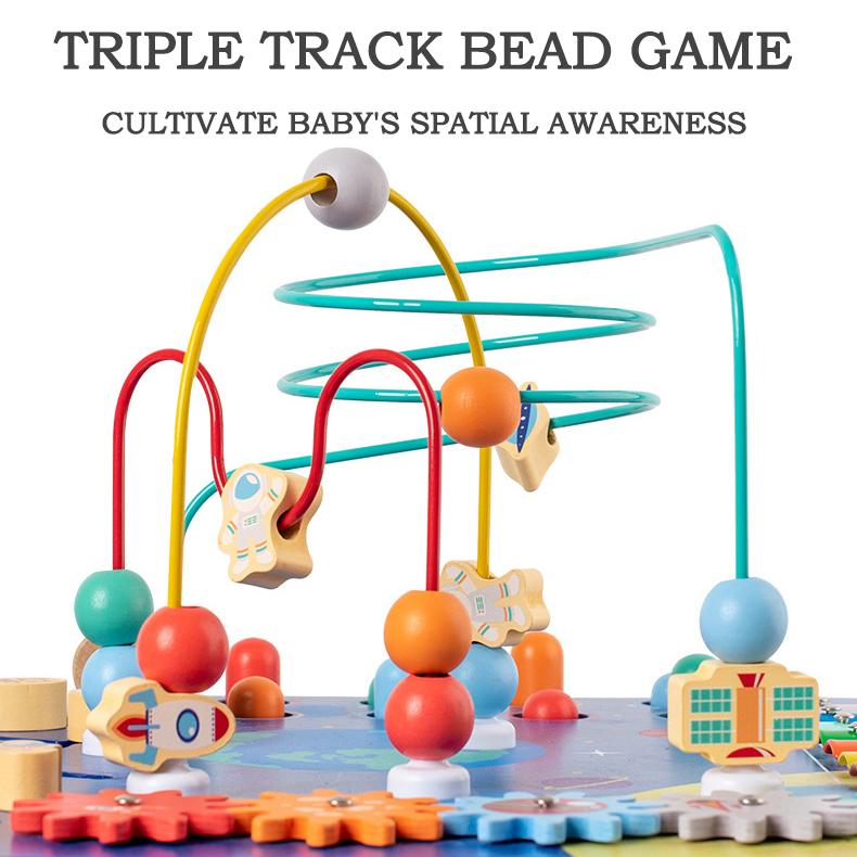 BABIBO Wooden Desktop Beads/multi-functional Game Table/early Education Cognitive Teaching Toys/eight-tone Piano Puzzle Game Table