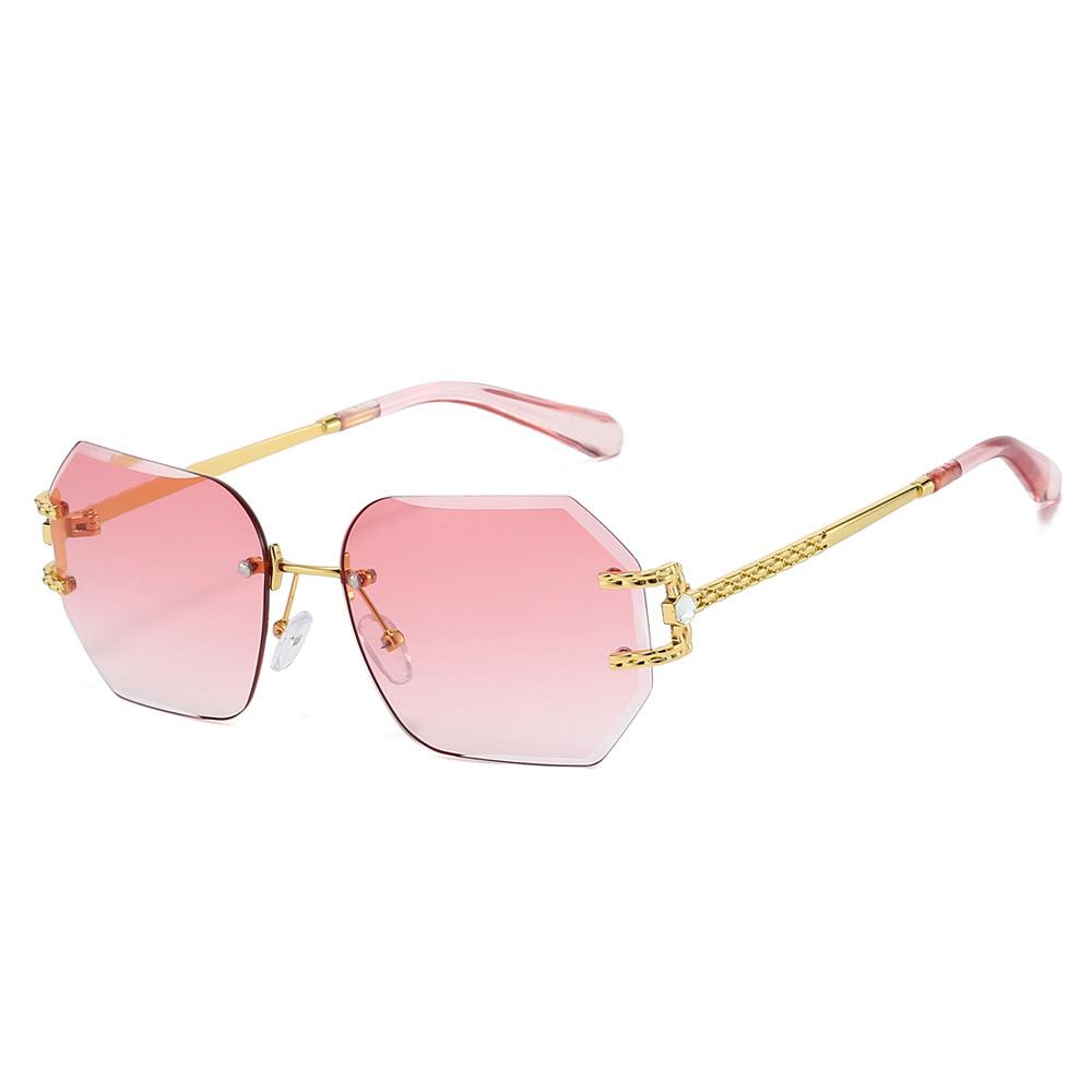 New Retro Frameless Gradient Women Sunglasses Hip Hop Style Polygonal UV400 Protection PC Frame Unisex