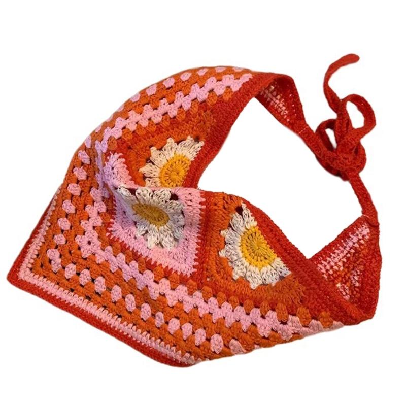 

Hair Scarf Knitted for Girl Halloween Creative Bandana Floral Birthday Gift