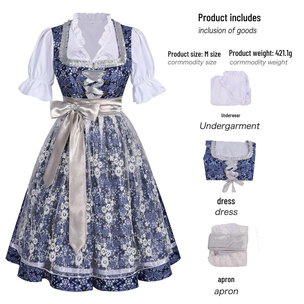 European Bavarian Ethnic Style Beer Festival Floral Costume - Wine Party Maid Role Cosplay