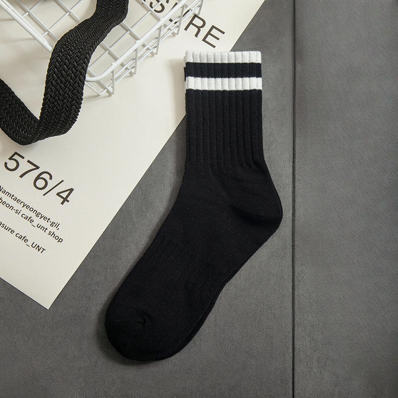 

Мужские осенне-зимние спортивные носки в полоску-параллель, впитывающие пот, дезодорирующие, до щиколотки, баскетбольные 1 pair белый/чёрный