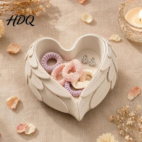 Delicate Relief Jewelry Tray 3D Printed Heart Shaped Tray Wing Girlish Organizer