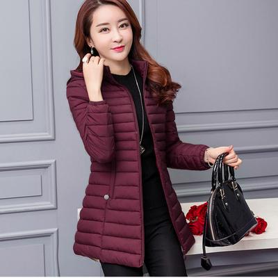 Women's Autumn Winter Jacket Slim Parkas  New Solid Hooded Medium Long Outerwear High Quality Female Down Cotton Jacket Tops
