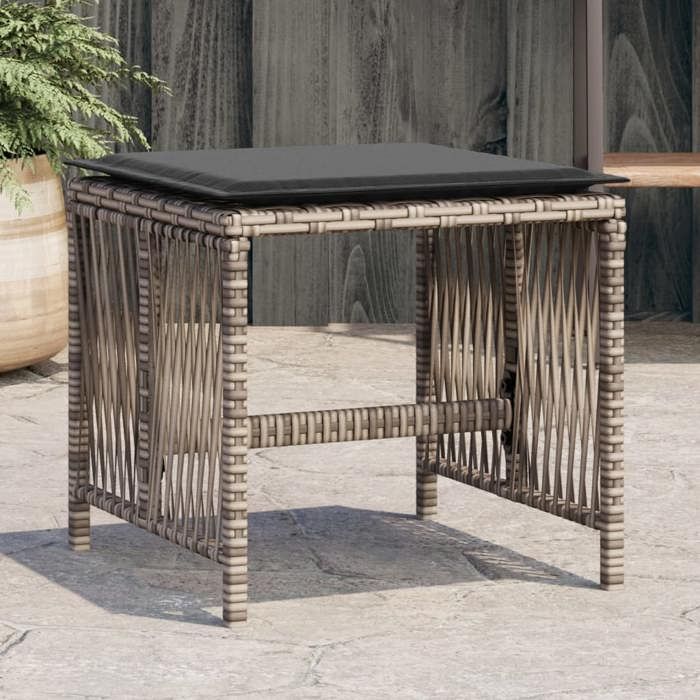 VidaXL Set of 4 Garden Stools with Cushions, Patio Chairs, Terrace Seats, Backyard Outdoor Furniture, 365057