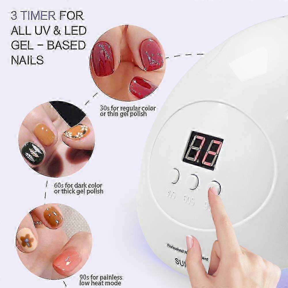 2025 UV LED Nagellampa Professionell Nageltorkare X7 För Gellack LED-lampa För Gelnaglar 3 Tidsinställningar Vit (wh