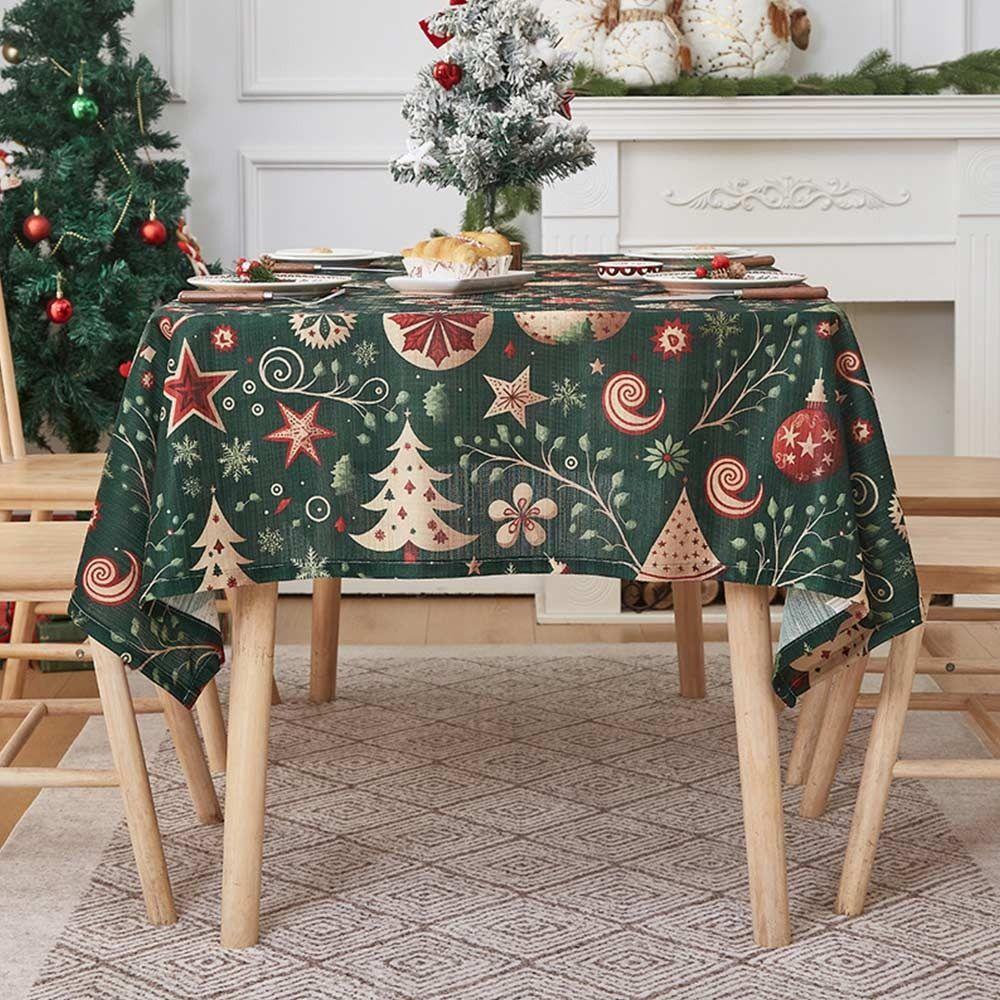 140*100cm Christmas Table Cover Cartoon Pattern Waterproof Christmas Tablecloth Festive Print Easy Clean Xmas Table Cover