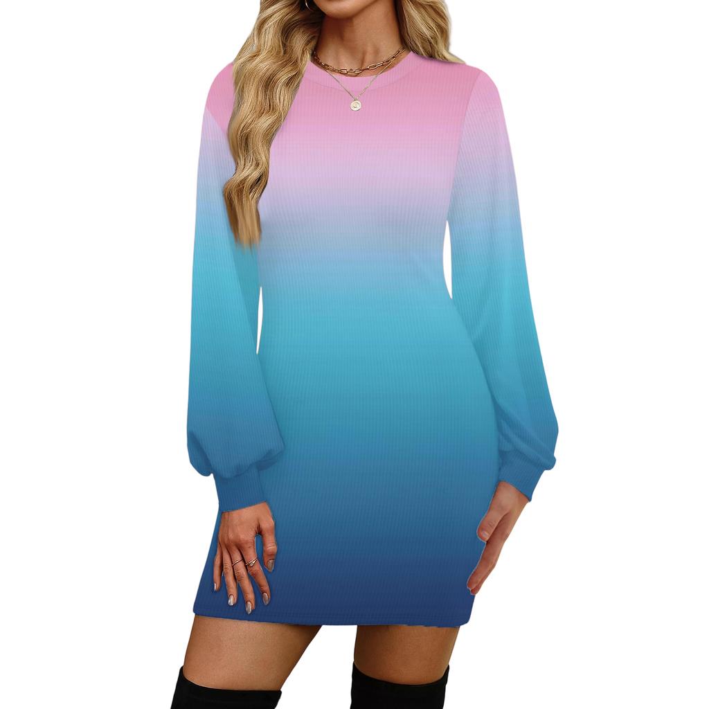 Women's Fashion Casual Round Neck Long-Sleeve Dress