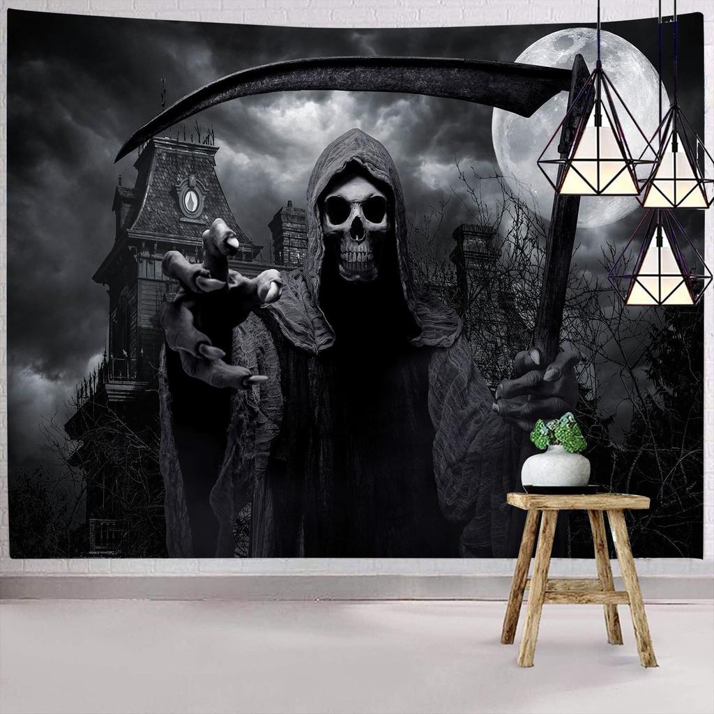 Dark Halloween Horror Tapestry Scared of Zombies Wall Hanging Witch Mysterious Woman  Home Decor Holiday Backdrop