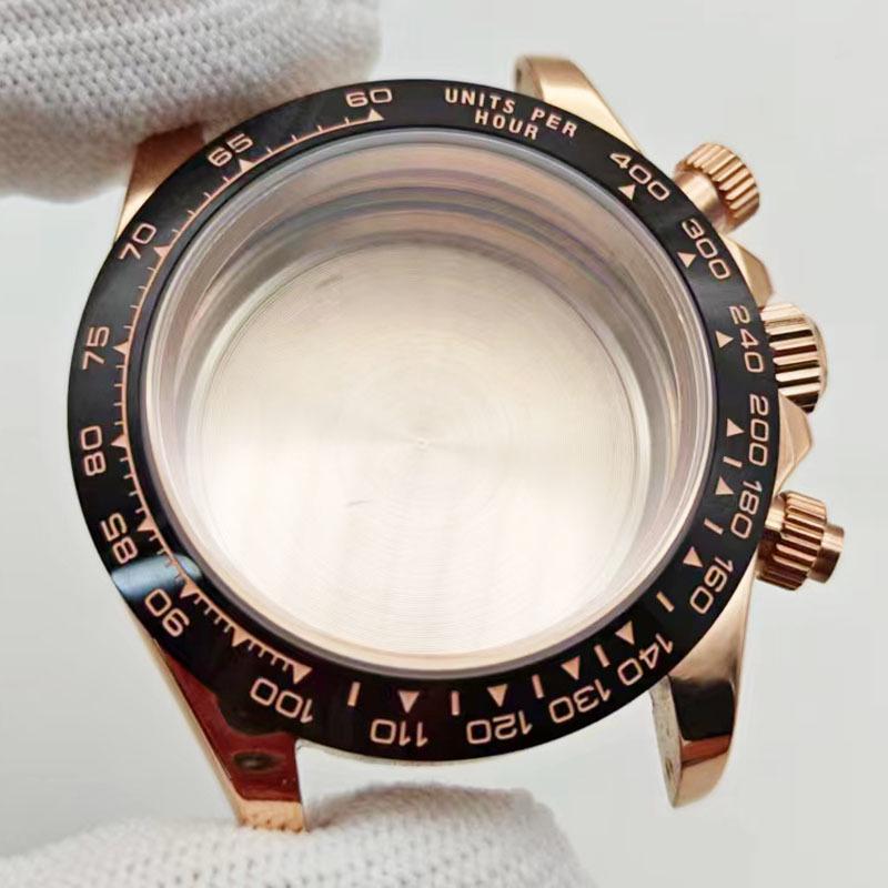 40mm Stainless Steel Quartz Watch Case with Ceramic Bezel for VK63/VK64 Movement