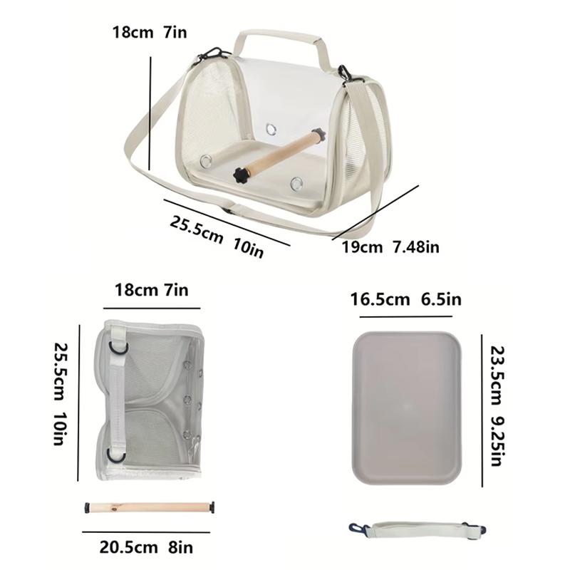 Tragbare Vogel-Reisetasche mit Sitzstange und abnehmbarem Schultergurt, Atmungsaktives Design, Geeignet für kleine Vögel