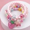 b58 5Pcs/set Cute Personality Strawberry Pentagram Pendant Pink Series Beaded Bracelets Suitable Holiday Parties Birthday Gift