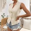 Fashion V-Neck Sleeveless Cardigan Women Suit Shirt Vest V Neck Jacket Slim Fit Office Vests Casual Solid Color Female Tank Top Elegant Clothing