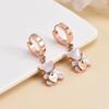 Sweet Peach Heart & Bear Earrings, Titanium Steel Studs with White Shell, Korean Style for Women