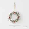 Red Berry Pine Wreath Decoration with Small Christmas Tree for Home Display
