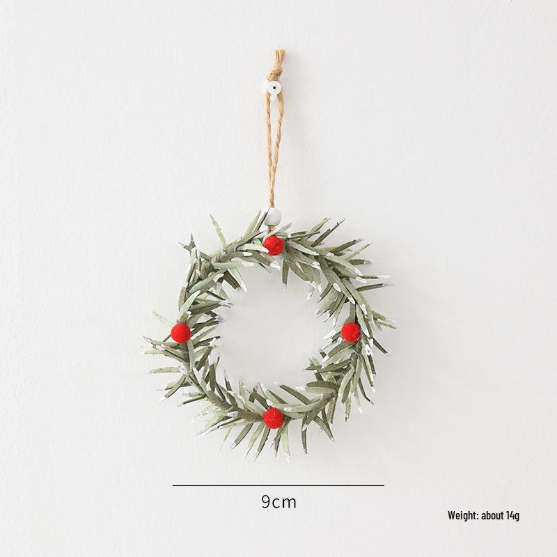 Red Berry Pine Wreath Decoration with Small Christmas Tree for Home Display