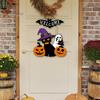 Black Cat Party Prop Halloween Wooden Welcome Door Sign, Pumpkin Ghost Bat Hanging Decor Indoor Outdoor Decoration for Yard, Home Entrance Rustic Wood