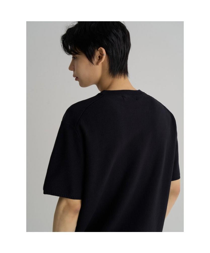 8SECONDS Printed Lettering Short Sleeve Knit - Black