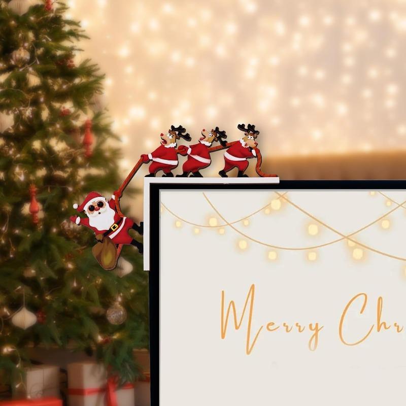 1PC Christmas Wooden Door Frame Decoration Creative Corner Door Frame Decoration Dwarf Santa Claus Pendant