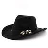 Suede men's and women's woolen denim jazz felt hat elastic pearl rolled top hat tibetan sun protection hat