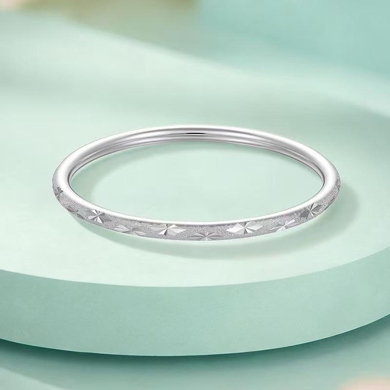 9999 Sterling Silver Star Bangle - Simple, Versatile Luxury Gift for Women Diameter 56mm