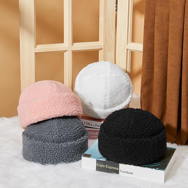 Autumn and winter lamb wool warm plush hat women's antifreeze melon fur hat ear protector head stack hat