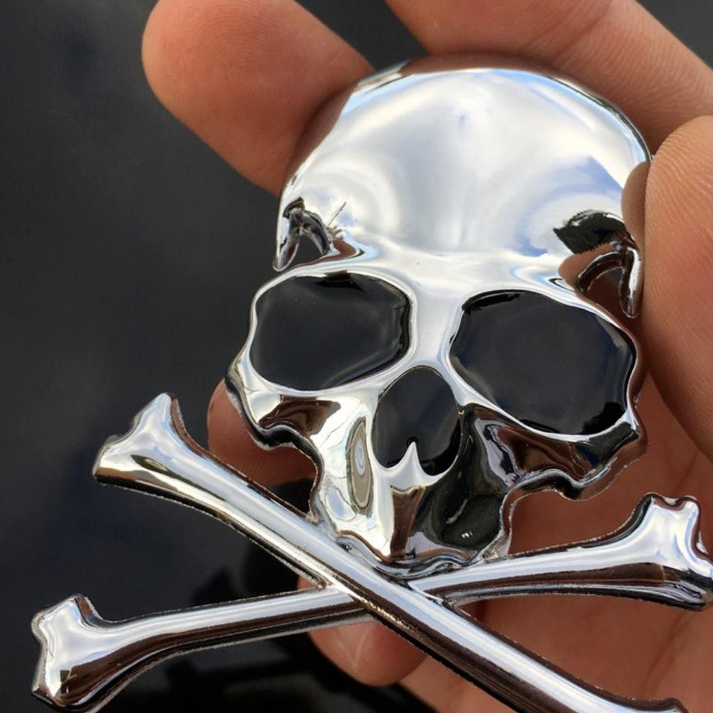 3D Chrome Metal Skull Skeleton Car Trunk Tailgate Emblems Badge Decal Sticker