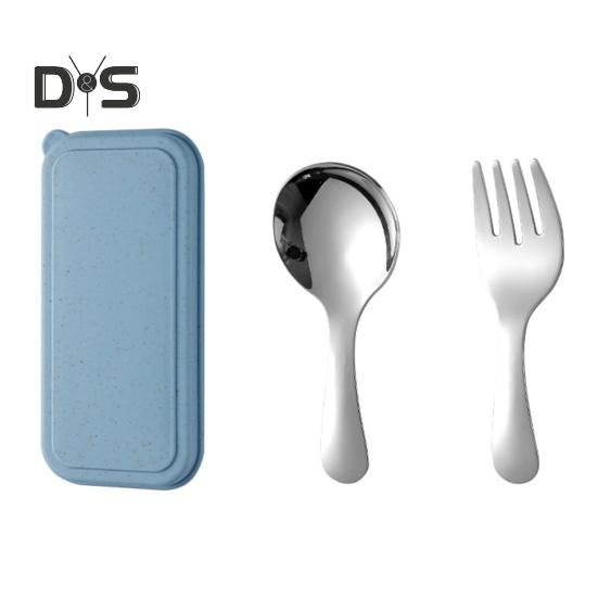 

Набор вилок и ложек из нержавеющей стали с футляром, набор дорожных принадлежностей с эргономичной ручкой, переносные принадлежности для пикника на открытом воздухе для путешествий, пикника, кемпинга синий