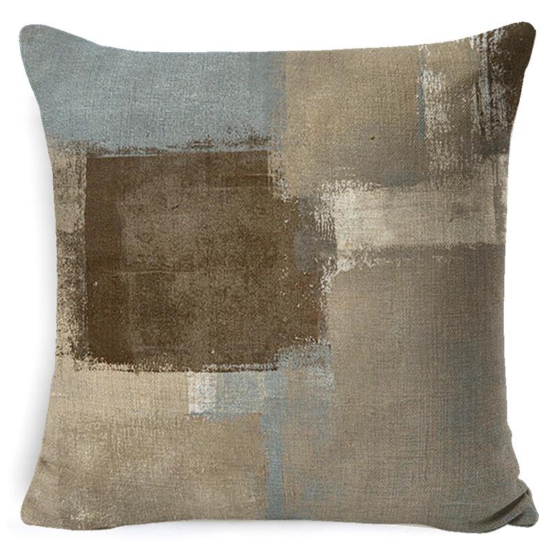 Heimdeko Kissen Kissenbezug Neu Türkis und Orange Abstrakte Kunst Malerei Wurfkissenbezug