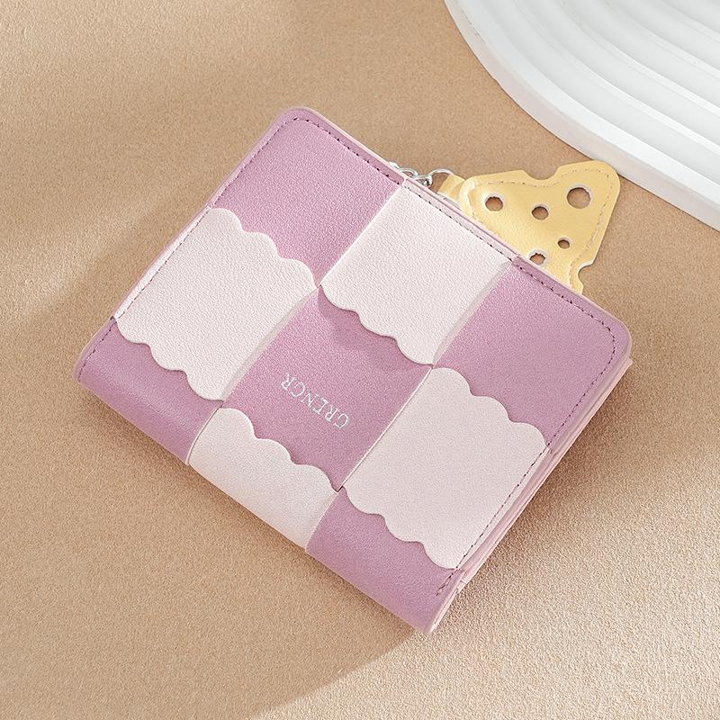 Minimalistische Damen-Geldbörse mit Keksstruktur - Mehrere Kartenfächer, Münzfach, Ausweishalter