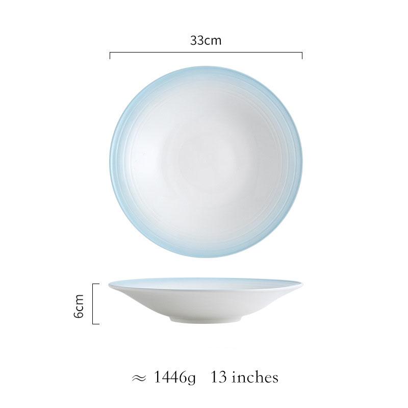 

Большая тарелка круглая суповая тарелка гостиничная подглазурная цветная фарфоровая посуда специальная керамическая большая тарелка креативная посуда