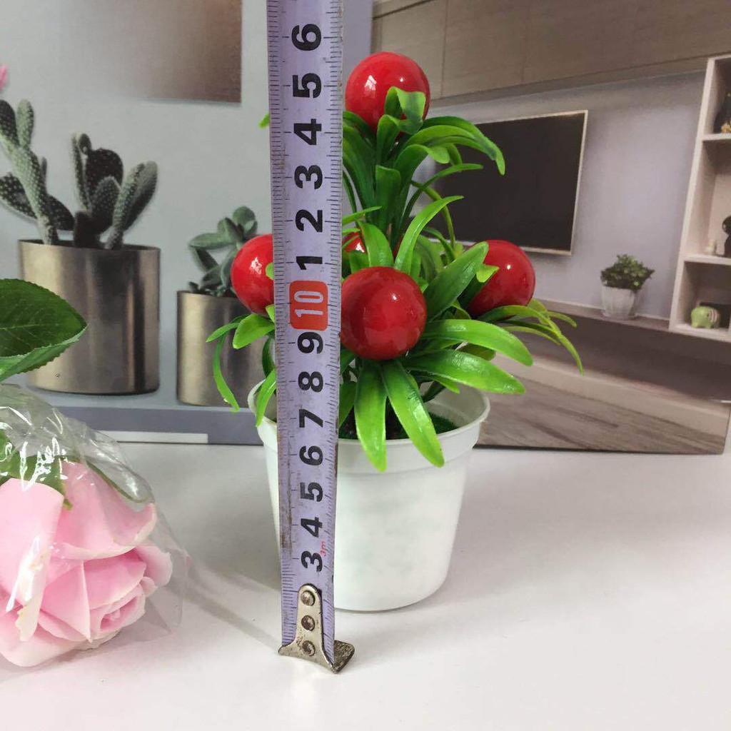Simulate Large Five Red Fruit Mini Artificial Flower Potted Decorations Desktop