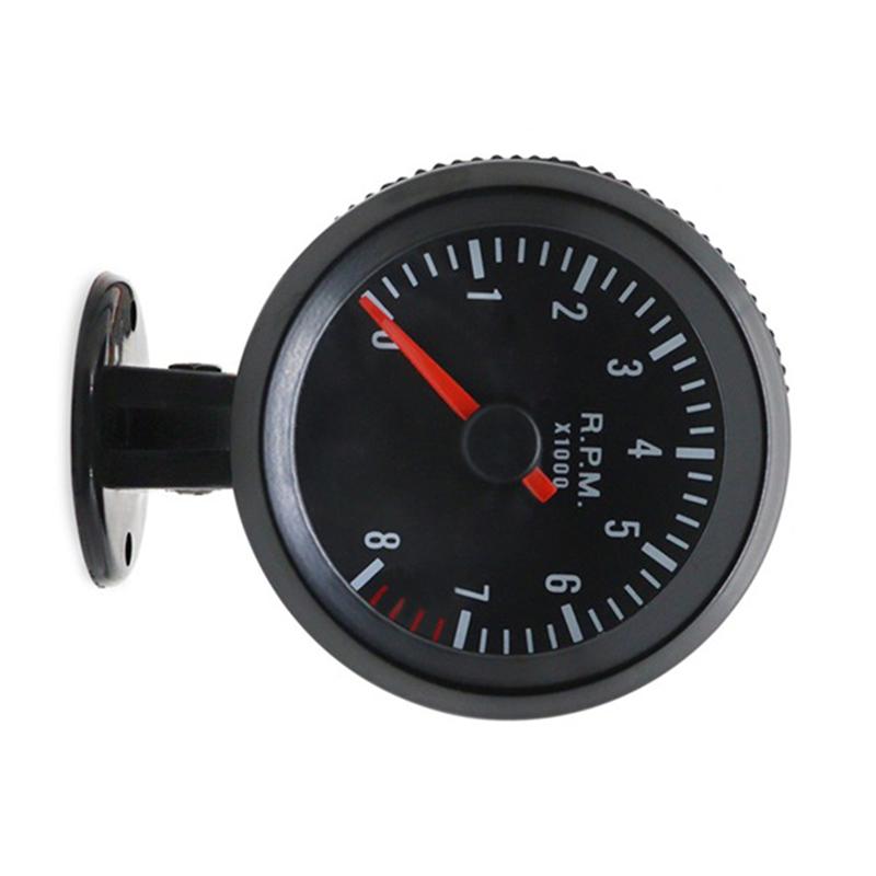 Car Meter Tachometer For 1-8 Cylinders Gasoline Car RPM Gauge Analog Black Case 0-8000RPM