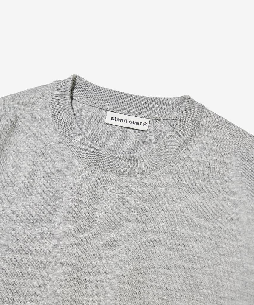 Seutaendeuobeo Crop Round Neck Knit [Gray]