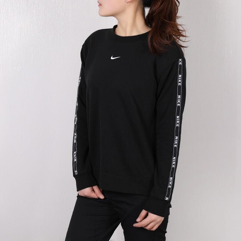 Nike Solid Logo Sports Knit Pullover Sweatshirt Women Sweatshirt Black AR3055-011