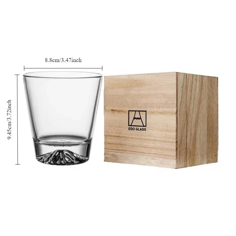 Japan 3D Mountain Whiskeyglas Glacier Old Fashioned Whisky Rock Glasses Whiskyglas Holzgeschenkbox Wodkabecher Weinbecher