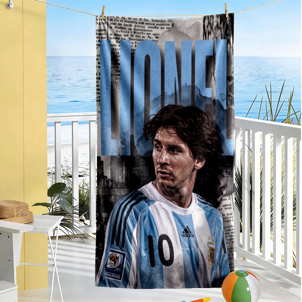 Football Messi Beach Towel Super Soft Microfiber Quickdry Fabric Comfortable Lightweight