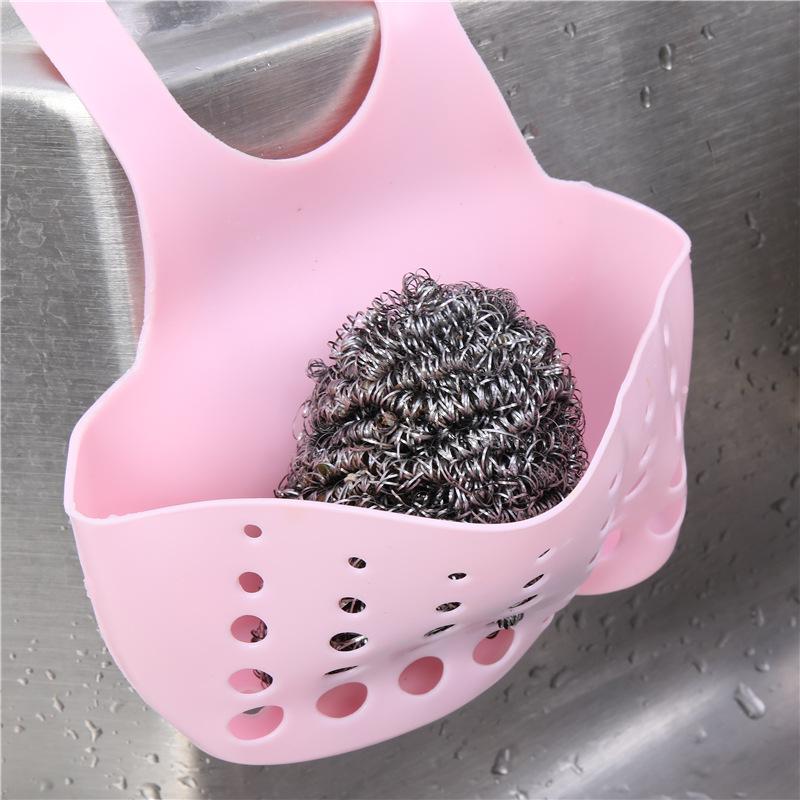 Creative Adjustable Snap-on Sink Storage Hanging Basket, Kitchen Shelf Faucet Sponge Drain Hanging Bag