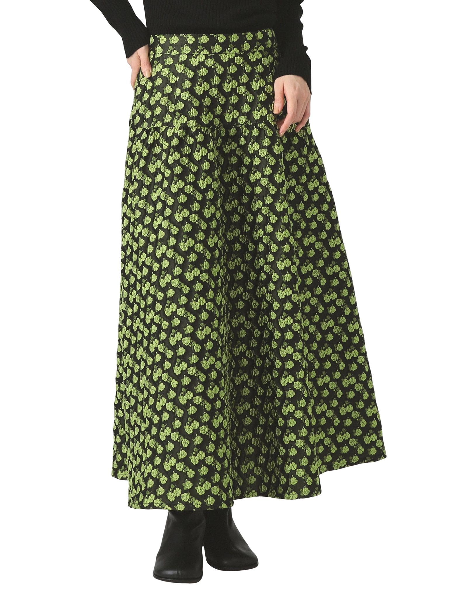 

Ray Beams Women s Floral Jacquard Flared Skirt, Green 0