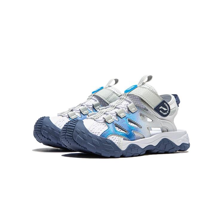 Li Ning Kids Trekking 2 Comfortable Durable Sandals Kids Sandals White Blue YKUU010-9