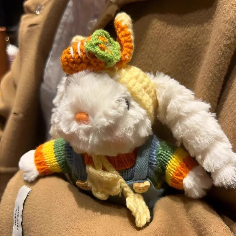 Regenbogen-Karotten-Overall Hummer-Hasen-Taschenanhänger Cartoon Niedliche Plüschpuppe Schlüsselanhänger Geschenk